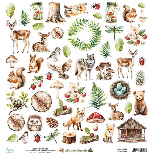 Mintay Papers - Wildwood Secrets Collection - 12 x 12 Double Sided Paper - Elements