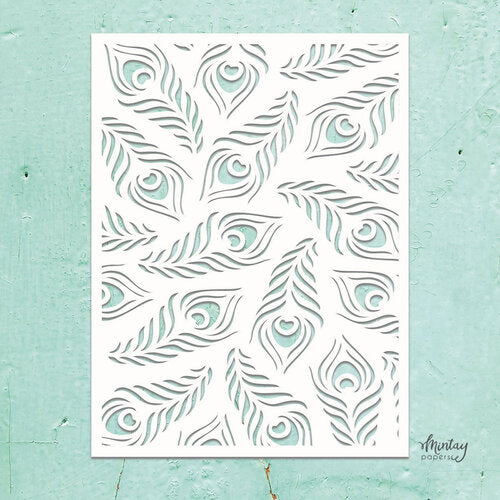 Mintay Papers - Kreativa - 6 x 8 Stencil - Peacock Feathers