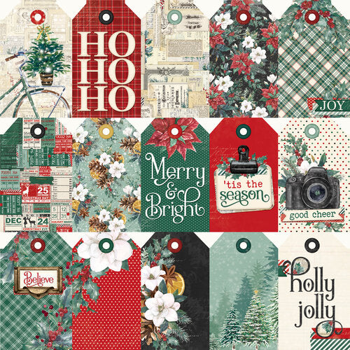 Simple Stories - Simple Vintage 'Tis The Season Collection - 12 x 12 Double Sided Paper - Tag Elements