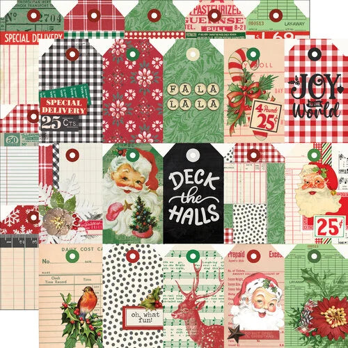 Simple Stories - Simple Vintage Dear Santa Collection - 12 x 12 Double Sided Paper - Tag Elements