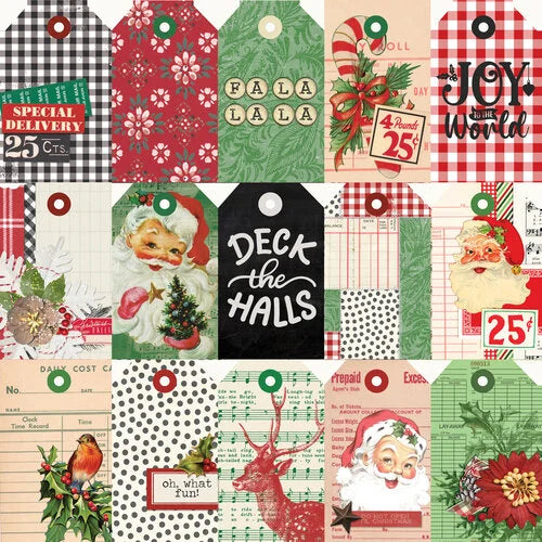 Simple Stories - Simple Vintage Dear Santa Collection - 12 x 12 Double Sided Paper - Tag Elements