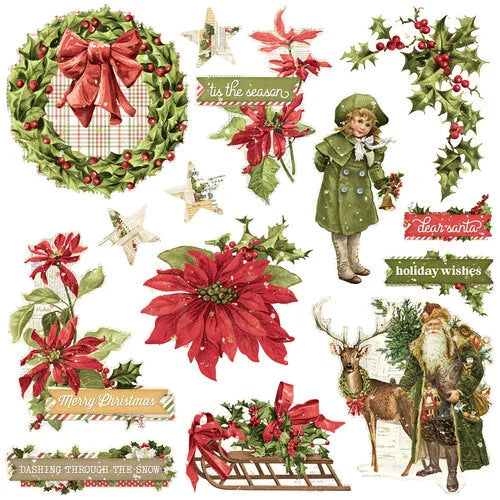 Simple Stories - Simple Vintage Yuletide Collection - Chipboard Clusters