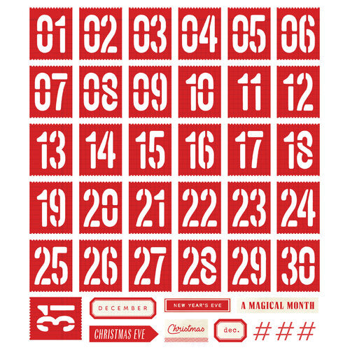 Simple Stories - Simple Vintage Holly Jolly Collection - Ephemera - Number Bits