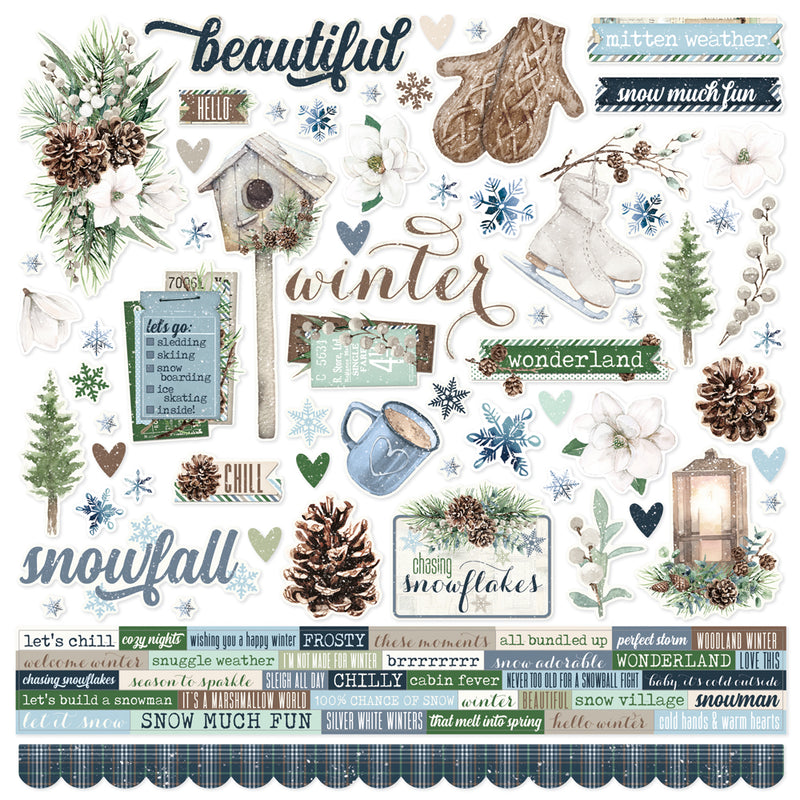 Simple Stories - Simple Vintage Fresh Snow Collection - 12 x 12 Cardstock Stickers