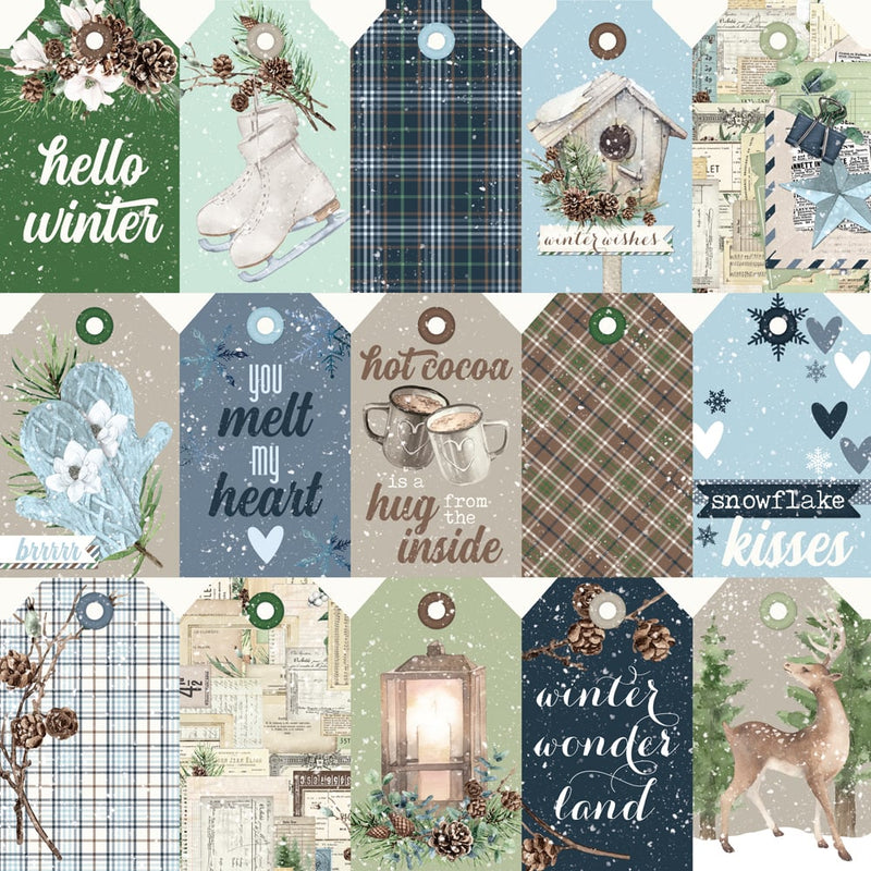 Simple Stories - Simple Vintage Fresh Snow Collection - 12 x 12 Double Sided Paper - Tag Elements