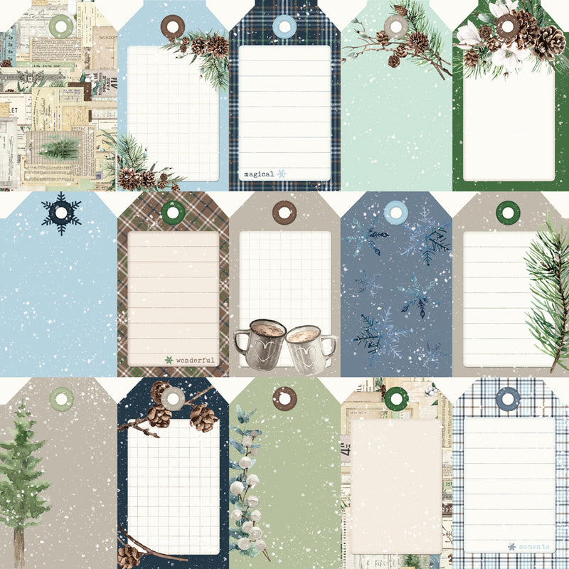 Simple Stories - Simple Vintage Fresh Snow Collection - 12 x 12 Double Sided Paper - Tag Elements