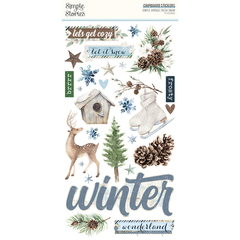 Simple Stories - Simple Vintage Fresh Snow Collection - 6 x 12 Chipboard Stickers
