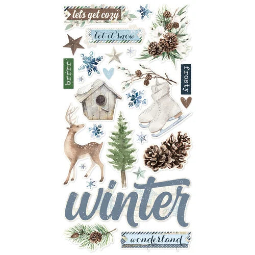 Simple Stories - Simple Vintage Fresh Snow Collection - 6 x 12 Chipboard Stickers