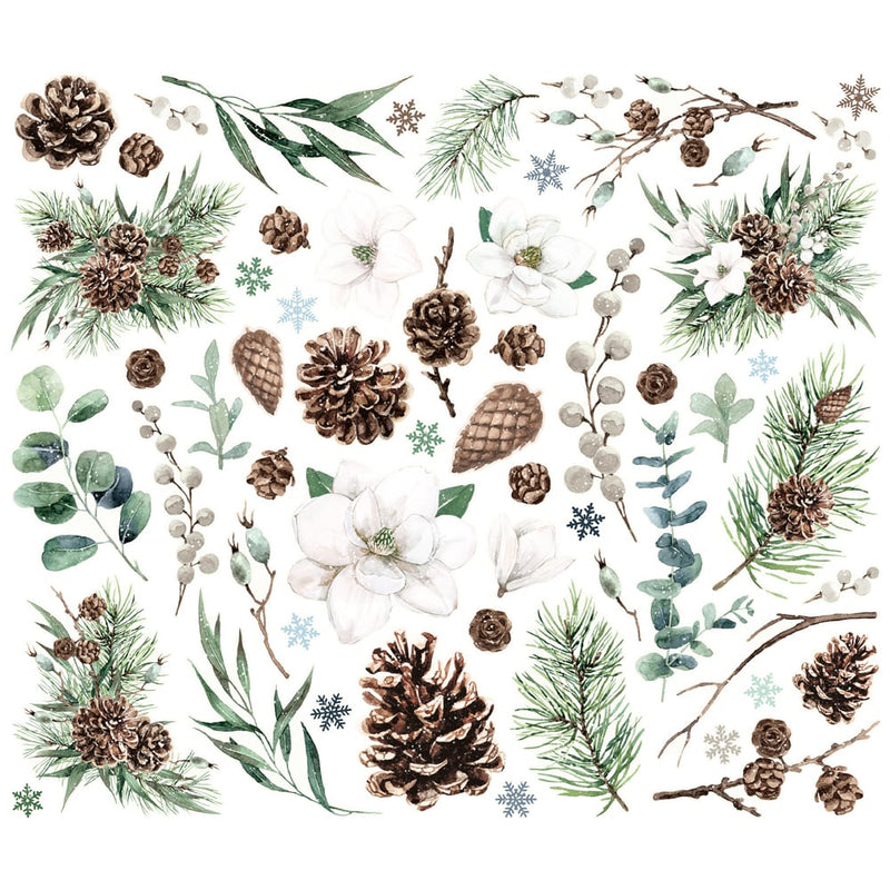 Simple Stories - Simple Vintage Fresh Snow Collection - Ephemera - Floral Bits And Pieces