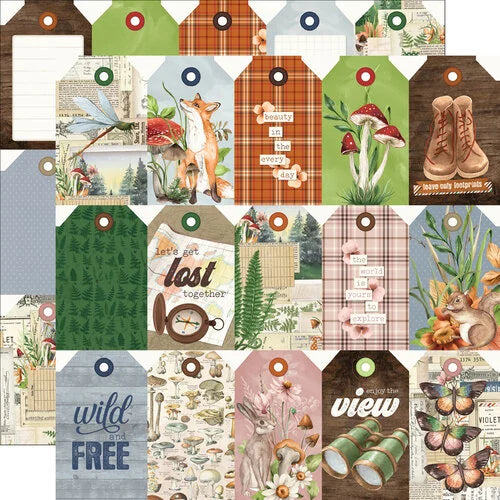 Simple Stories - Simple Vintage Woodlands Collection - 12 x 12 Double Sided Paper - Tag Elements