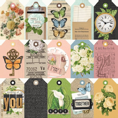 Simple Stories - Simple Vintage Junk Drawer - 12 x 12 Double Sided Paper - Tag Elements