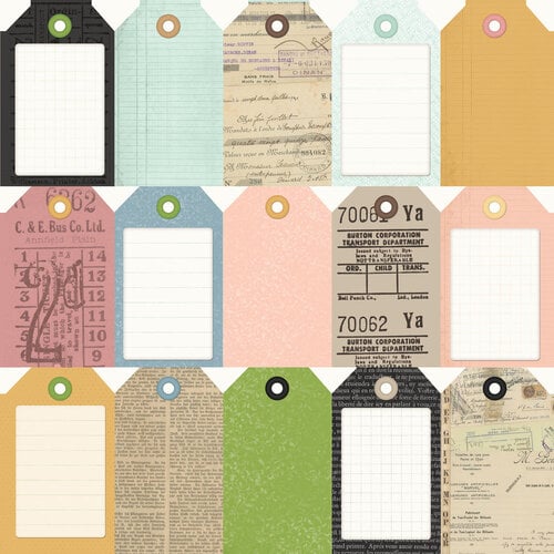 Simple Stories - Simple Vintage Junk Drawer - 12 x 12 Double Sided Paper - Tag Elements