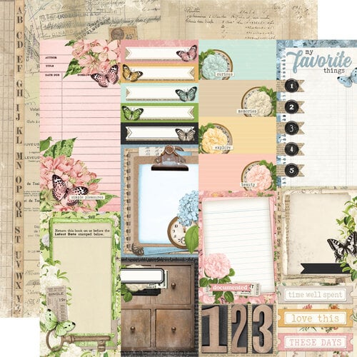 Simple Stories - Simple Vintage Junk Drawer - 12 x 12 Double Sided Paper - Journal Elements