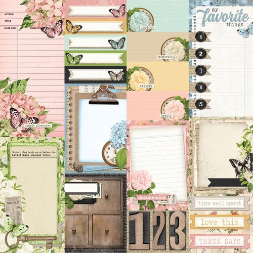 Simple Stories - Simple Vintage Junk Drawer - 12 x 12 Double Sided Paper - Journal Elements