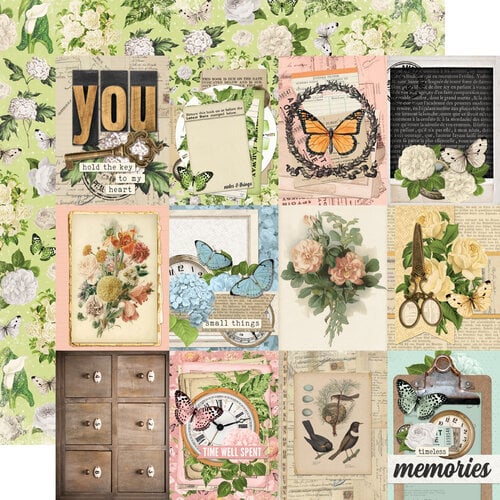 Simple Stories - Simple Vintage Junk Drawer - 12 x 12 Double Sided Paper - 3 x 4 Elements