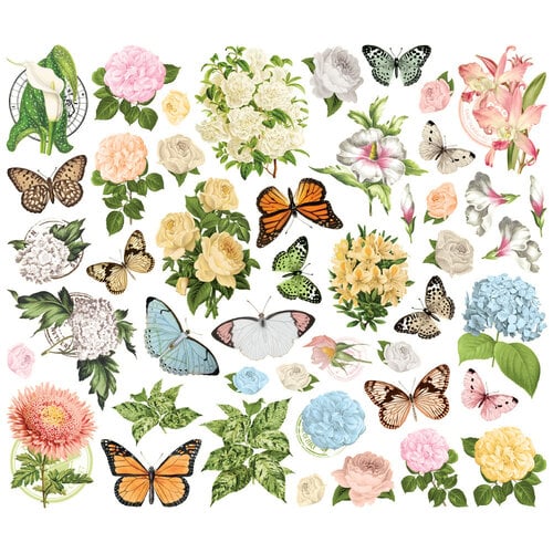 Simple Stories - Simple Vintage Junk Drawer - Ephemera - Floral Bits And Pieces