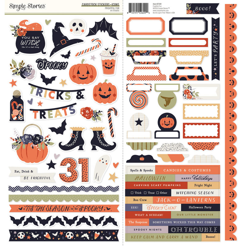 Simple Stories - Frightful Fun - 12 x 12 Cardstock Stickers - Icons
