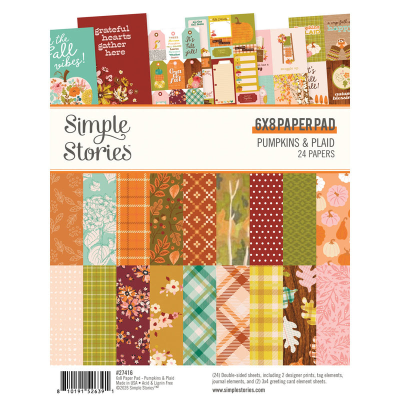 Simple Stories - Pumpkins & Plaid - 6 x 8 Paper Pad