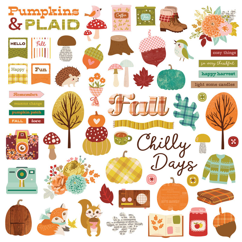 Simple Stories - Pumpkins & Plaid - Chipboard Pieces