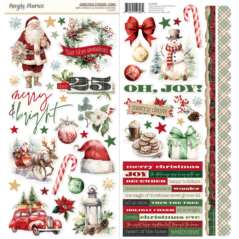 Simple Stories - Simple Vintage Old-Fashioned Christmas - 12 x 12 Cardstock Stickers - Icons