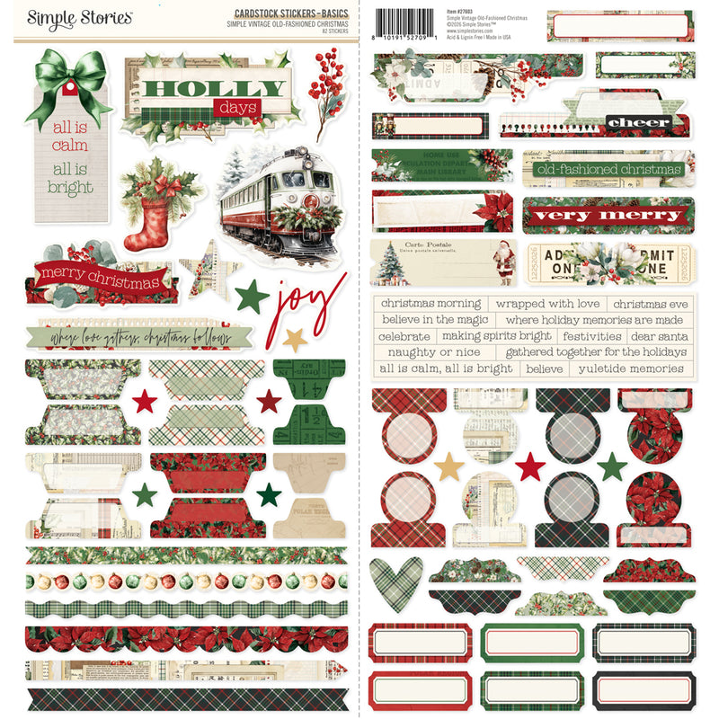 Simple Stories - Simple Vintage Old-Fashioned Christmas - 12 x 12 Cardstock Stickers - Basics