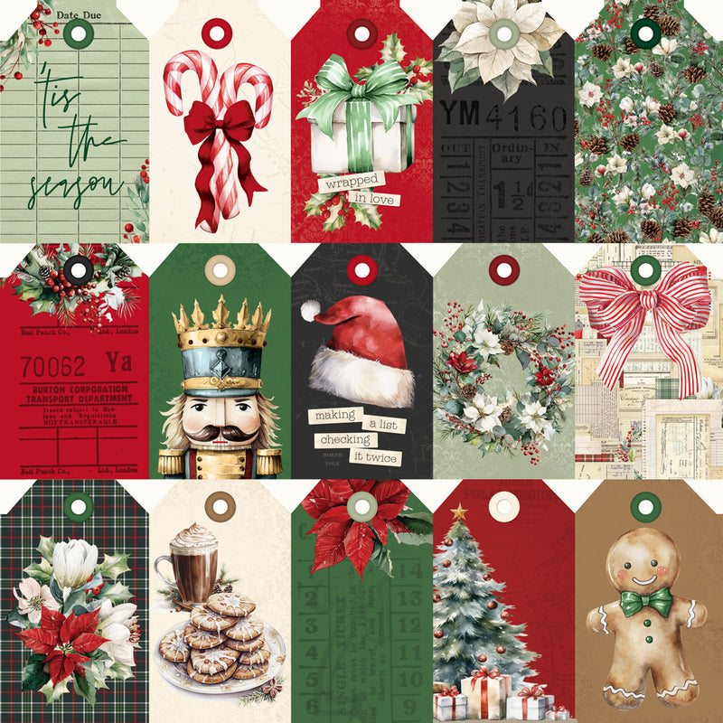 Simple Stories - Simple Vintage Old-Fashioned Christmas - 12 x 12 Double Sided Paper - Tag Elements