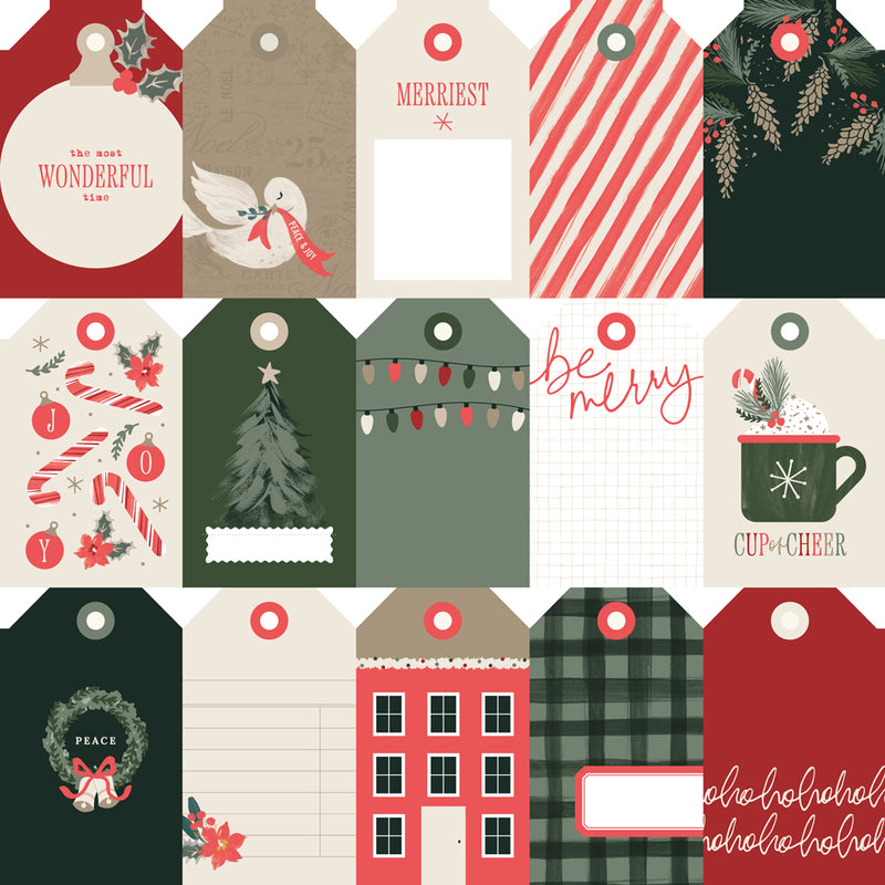 Simple Stories - Mistletoe & Holly - 12 x 12 Double Sided Paper - Tag Elements
