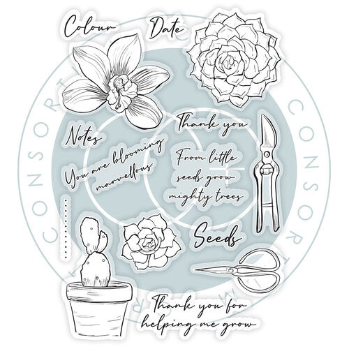 Craft Consortium - Botany Boutique Collection - Clear Photopolymer Stamps - Orchid