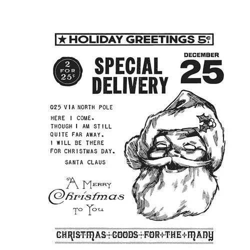 Stampers Anonymous - Tim Holtz - Cling Mounted Rubber Stamps - Jolly Santa