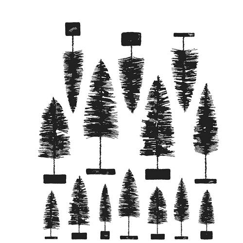 Stampers Anonymous - Tim Holtz - Cling Mounted Rubber Stamp Set - Bottlebrush Trees