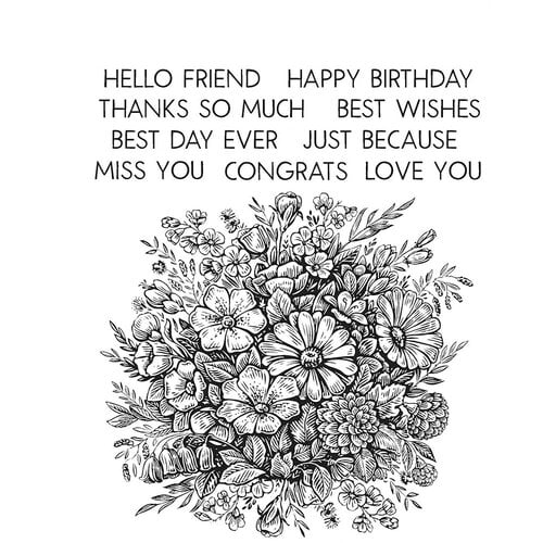 Stampers Anonymous - Tim Holtz - Cling Mounted Rubber Stamp Set - Floristry with Grid Block