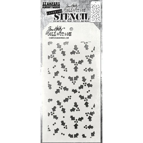 Tim Holtz - Stampers Anonymous - Layering Stencils - Tiny Holly
