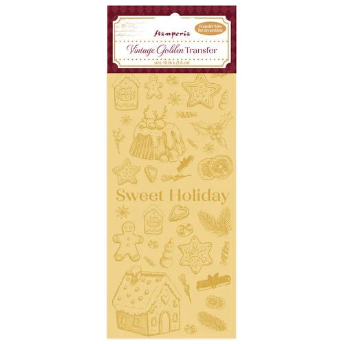 Stamperia - Alice In Christmas Collection - Vintage Golden Transfer - Sweet Holiday
