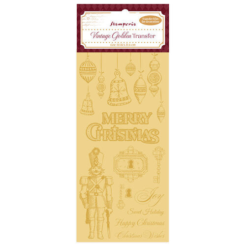 Stamperia - Alice In Christmas Collection - Vintage Golden Transfer - Merry Christmas