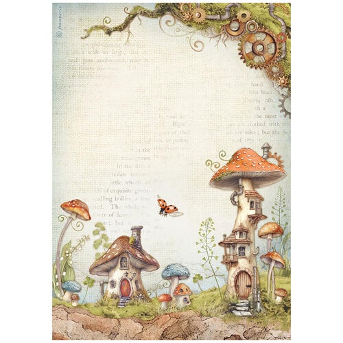 Stamperia - Hidden Grove Collection - A4 Rice Paper - Mushroom Houses