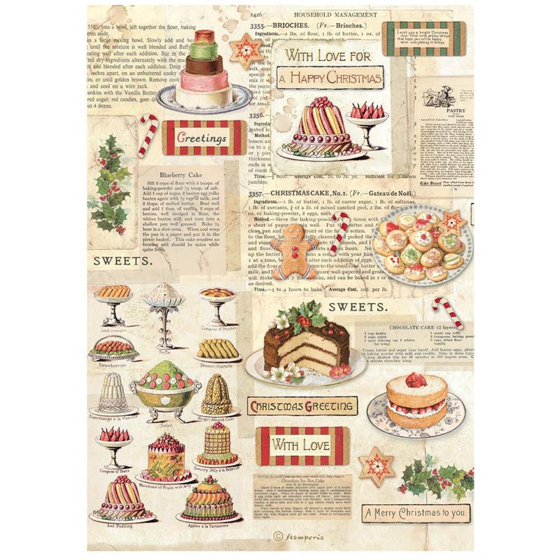 Stamperia - Classic Christmas - A4 Rice Paper - Sweets