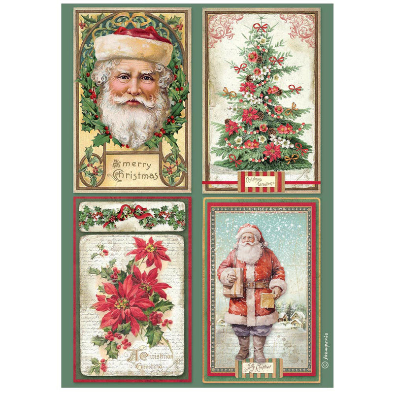 Stamperia - Classic Christmas - A4 Rice Paper - 4 Cards