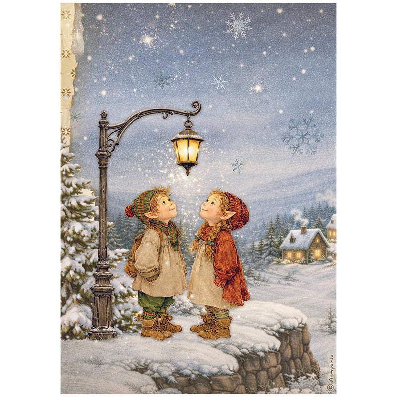 Stamperia - Silent Night - A4 Rice Paper - Street Lamp