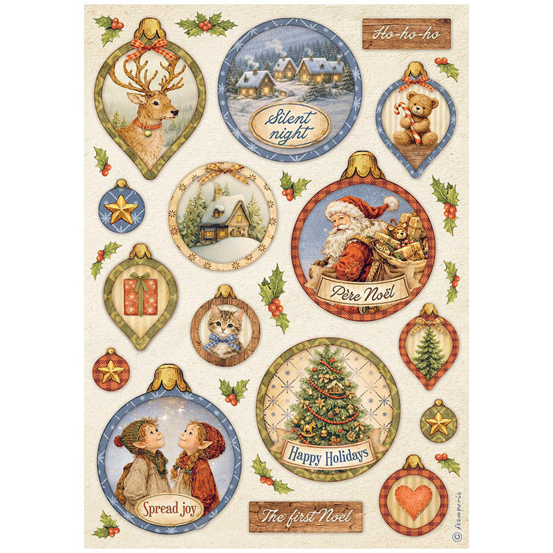 Stamperia - Silent Night - A4 Rice Paper - Christmas Balls