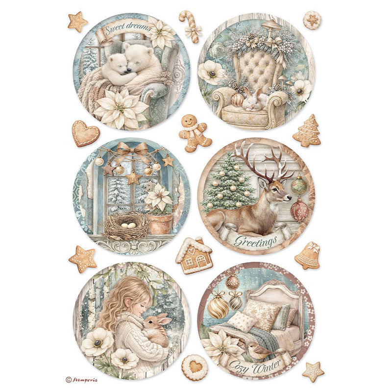 Stamperia - White Christmas - A4 Rice Paper - 6 Rounds