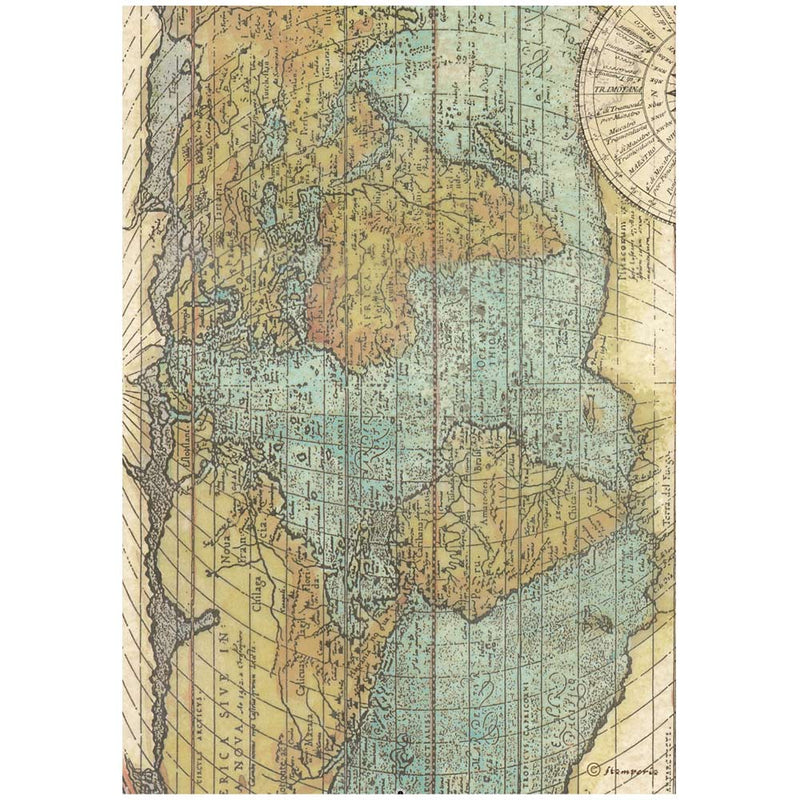 Stamperia - Around The World Collection - A4 Rice Paper - Map