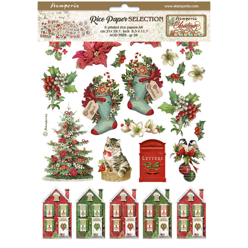 Stamperia - Classic Christmas - A4 Rice Paper - 6 Pack