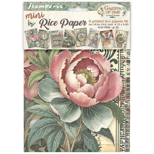 Stamperia - Gardens Of Time - A6 Mini Rice Paper - 8 Sheets