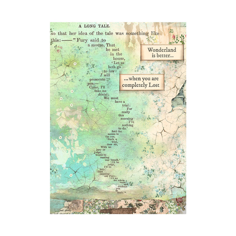 Stamperia - Alice Forever Collection - A6 Rice Paper - Backgrounds - 8 Pack