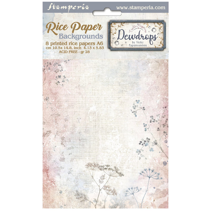 Stamperia - Dewdrops Collection - A6 Rice Paper - Backgrounds