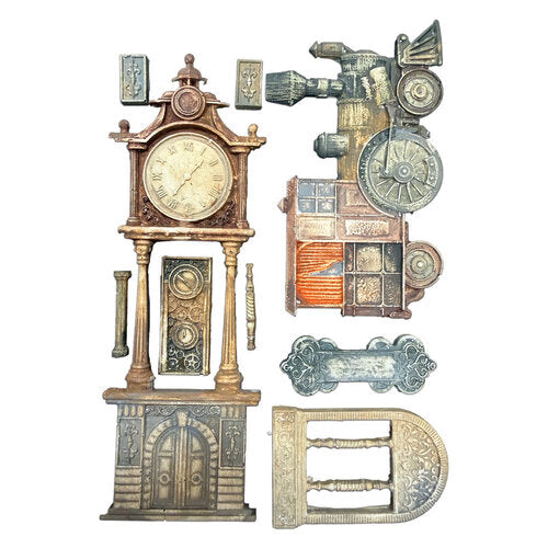 Stamperia - Gardens Of Time - Moulds - Train and Longcase Clock