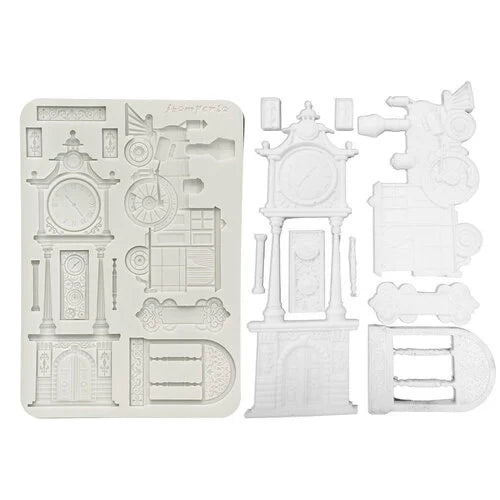 Stamperia - Gardens Of Time - Moulds - Train and Longcase Clock