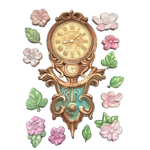 Stamperia - Gardens Of Time - Moulds - Clock and Flowers