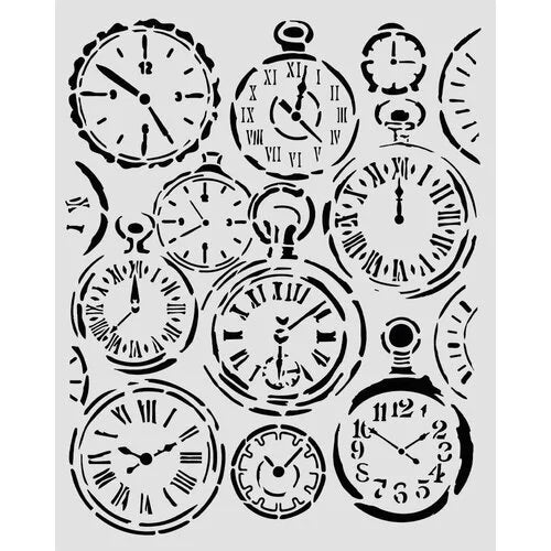 Stamperia - Gardens Of Time - Stencils - Mixed Clocks