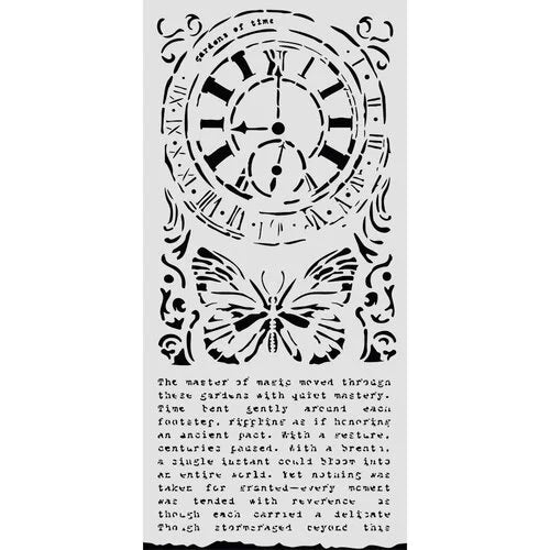 Stamperia - Gardens Of Time - Stencils - Clock and Butterfly